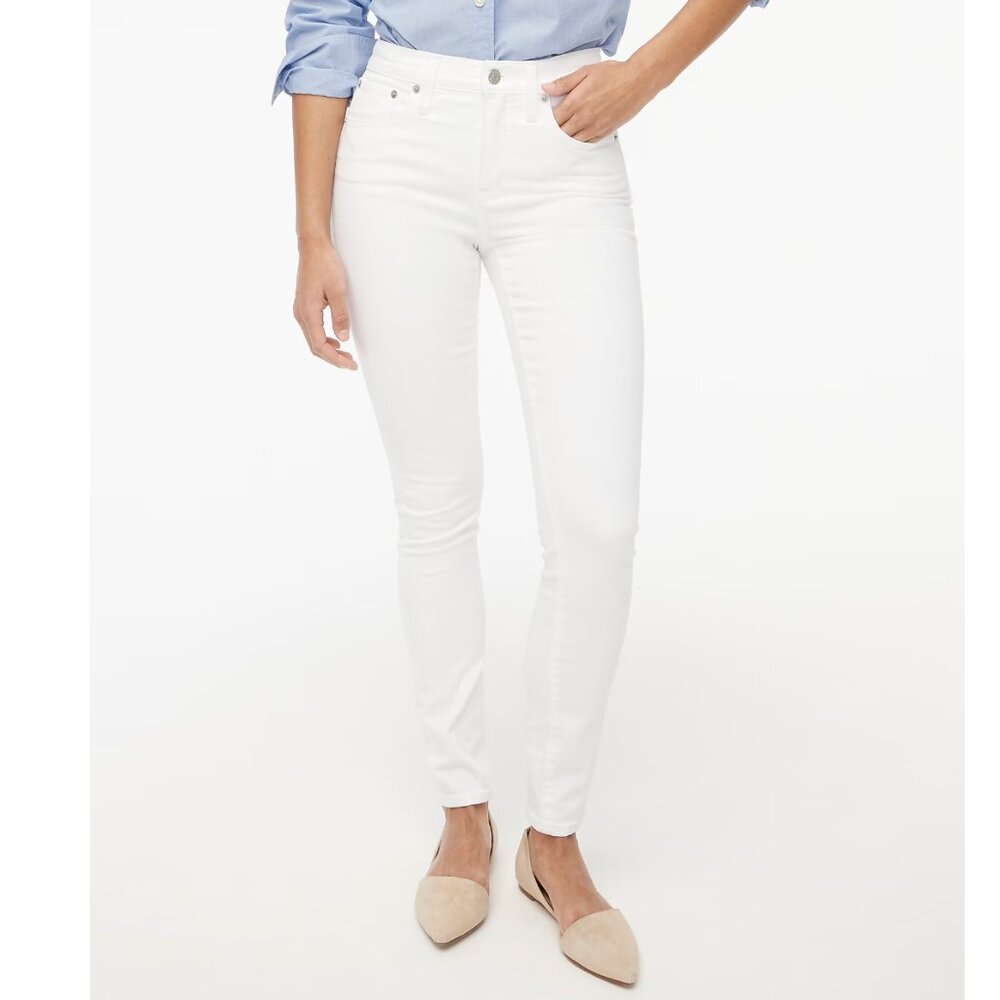 J.CREW FACTORY NWT 9" Mid-Rise Stretch Skinny White Jean Jeans sz 27 BO929